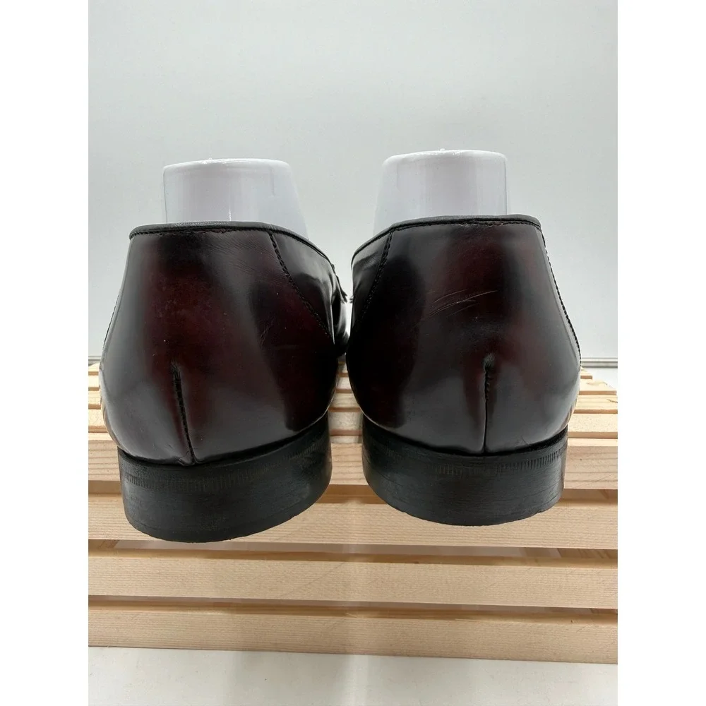 Johnston & Murphy Kiltie Loafers‎ Burgundy Leather Brogue Made in Italy Mens 10
